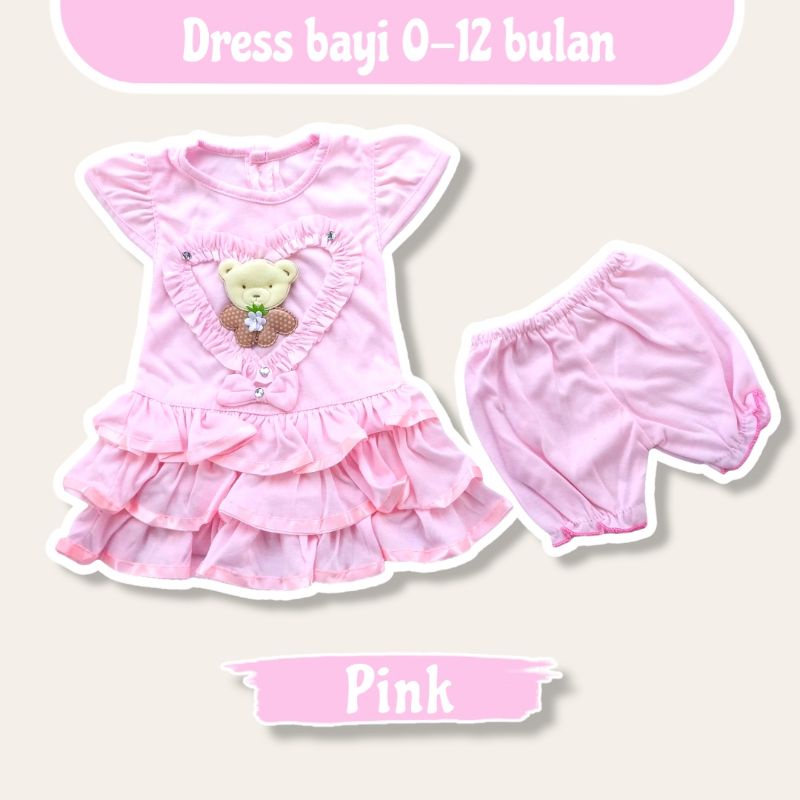 SETELAN BAJU BAYI PEREMPUAN DRESS BAYI USIA 0-12 BULAN