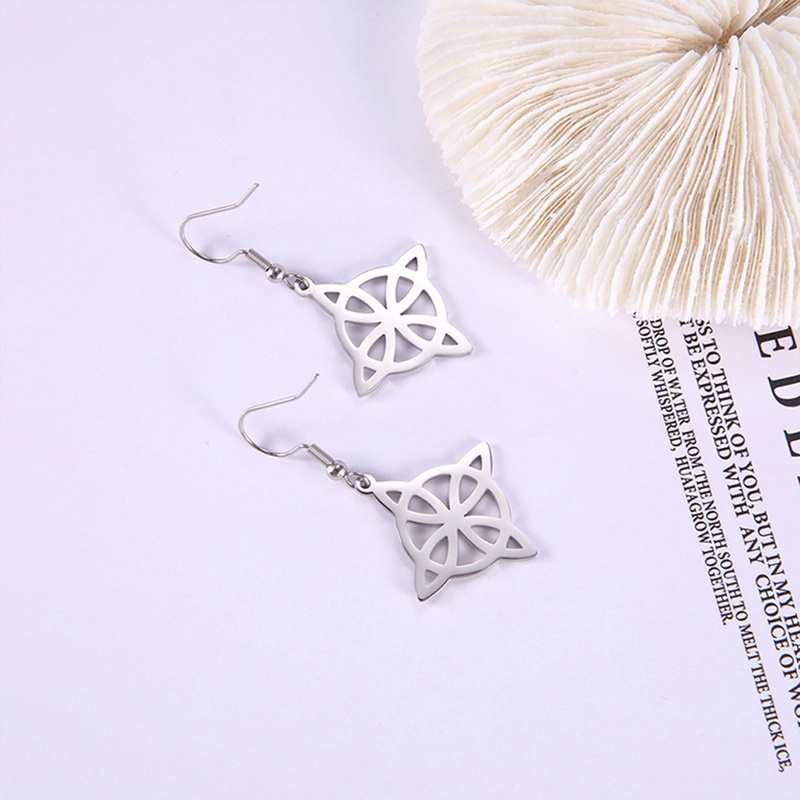 Hip-hop Celtic Knot Earrings Untuk Wanita Stainless Steel Witch Knot Earring Star Of David Earrings Vintage Perhiasan Hadiah Pesta