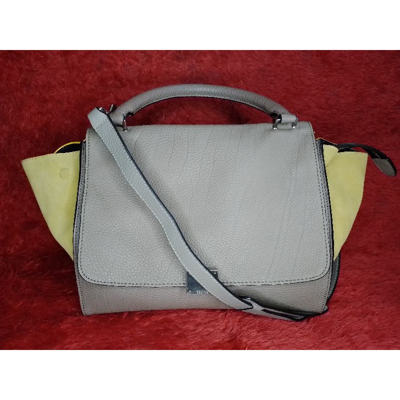 Tas Celine Trapeze Yellow Abu brown 100% Kulit Asli 30x25 cm