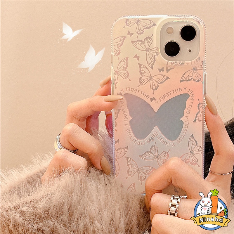 IPHONE Casing Kompatibel Untuk Iphone14 13 12 11 Pro Max X Xr Xs Max8 7 6 6s Plus SE 2020 Ins Gaya Korea Mewah Butterfly Phone Case Bening Lembut Silikon Tahan Debu Cover Pelindung