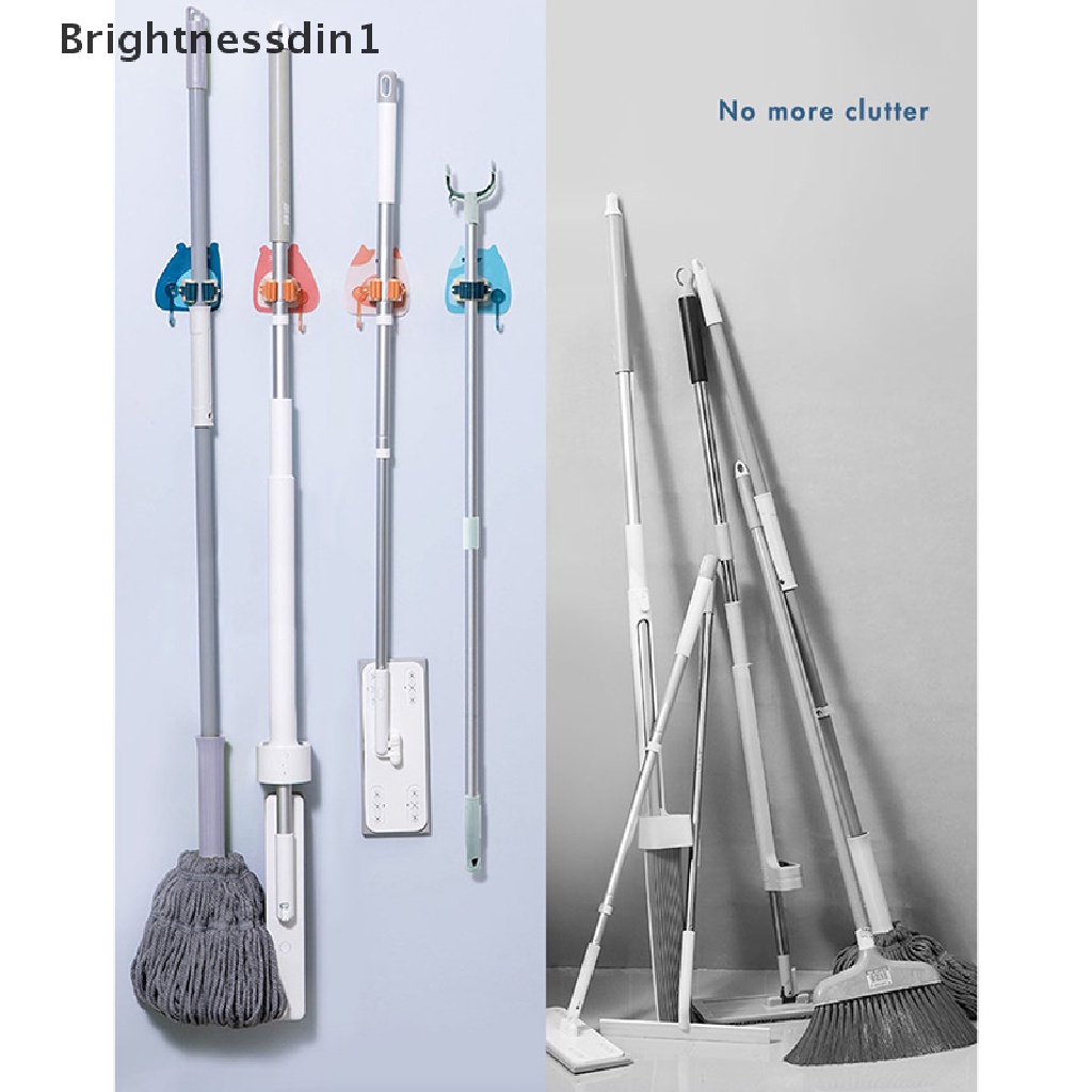 [Brightnessdin1] Mop Dinding Hook Plastik Dapur Kamar Mandi Organizer Rak Penyimpanan Alat Pel Tanpa Bor Butik