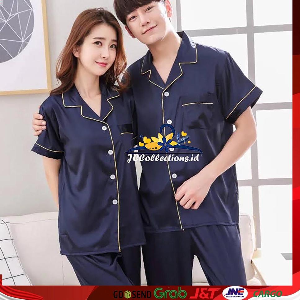 LANGSUNG ATC Piyama Couple pasangan Satin Big Size 2XL COUPLE CP - Piyama Satin Jumbo - JCCollection