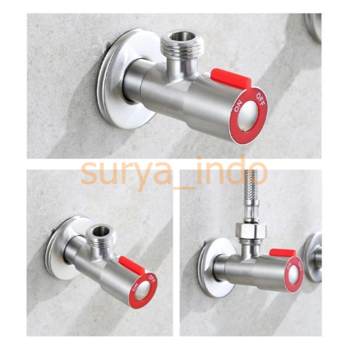 STOP KRAN KLOSET 1/2&quot; STOPKRAN TOILET SHOWER SINK MERAH STAINLESS 304