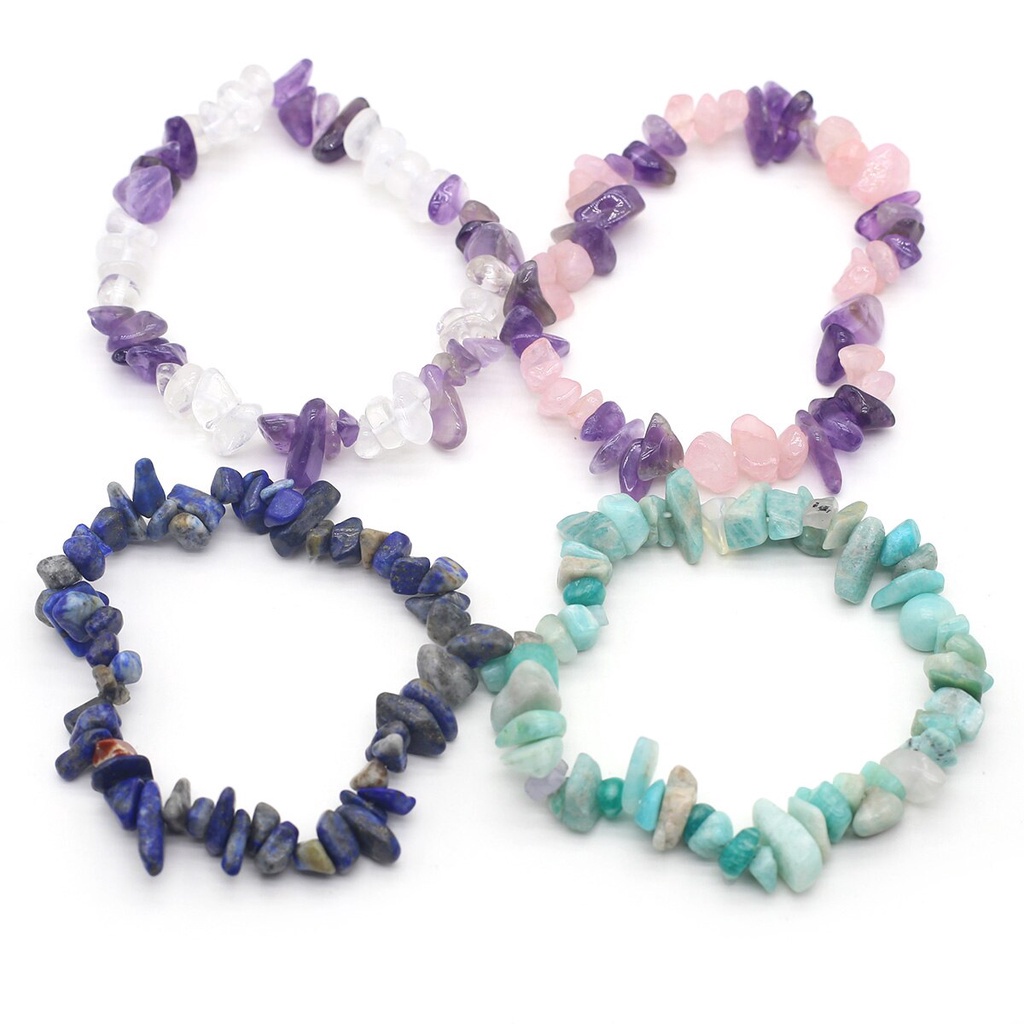 Irregular Chips Natural Stone Bracelet Amethyst Crystal Quartz Gravel Reiki Bracelets Lapis Lazuli