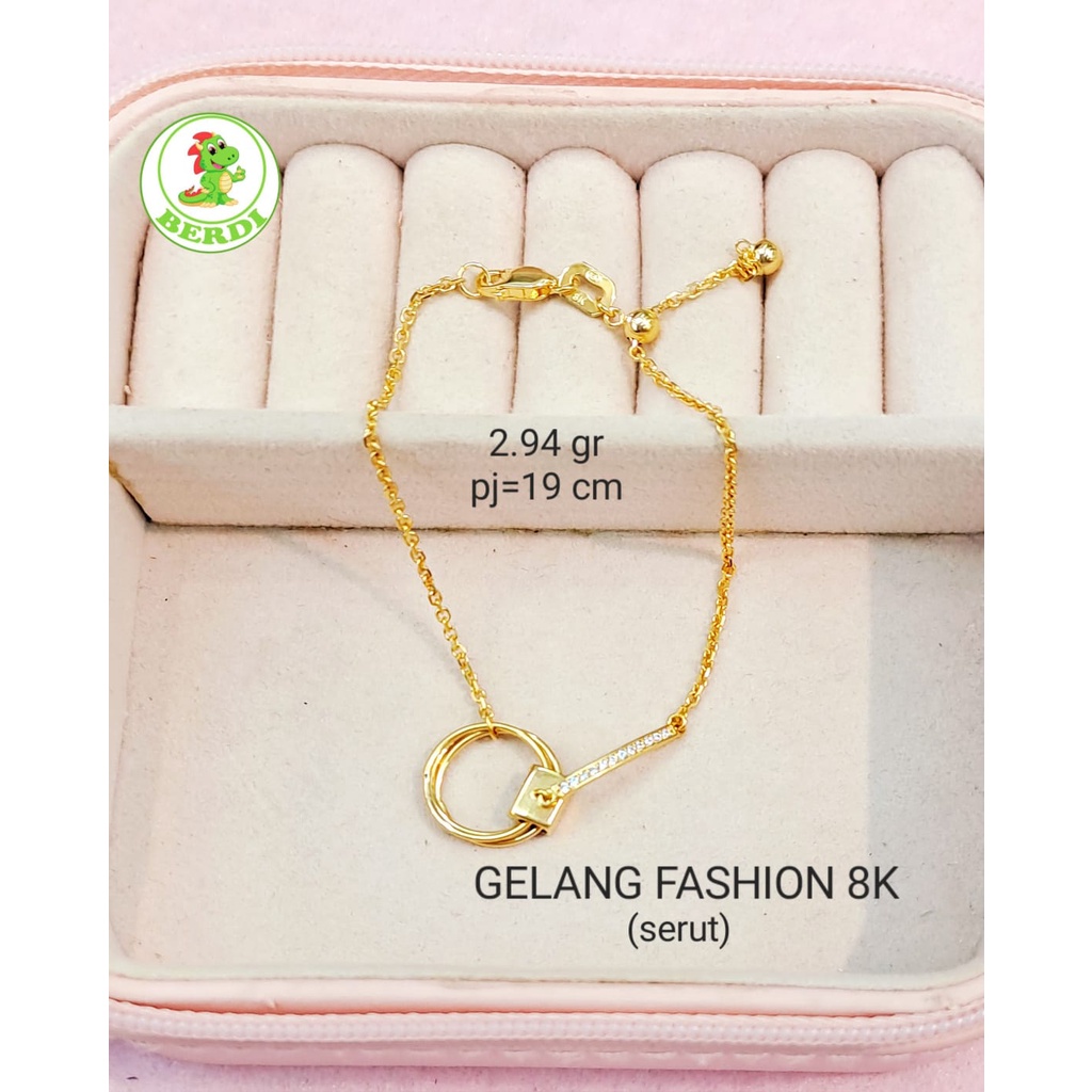 Gelang rantai serut motif kadar 375 8k panjang maksimal 19cm