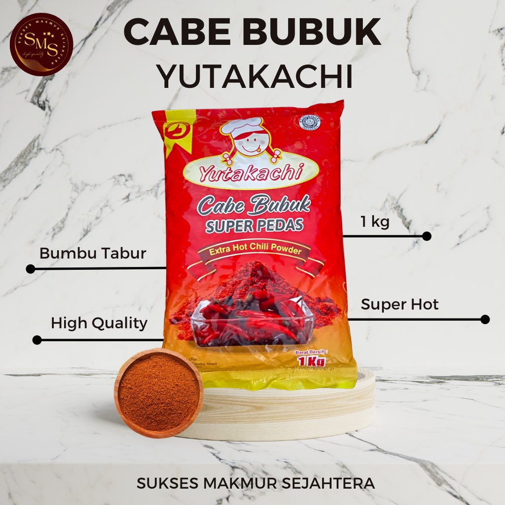 Cabe Bubuk Yutakachi 1kg | Cabe Bubuk Super Hot | Bon Cabe | Cabe Bubuk Super Murah | Bubuk Cabai Merah