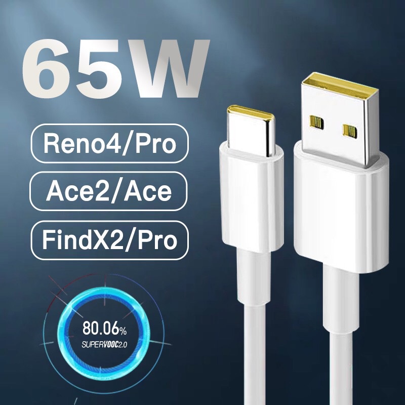 Kabel Data Cas 65w Kabel Data Charge Super Cepat Type-Cuntuk Oppo Reno Ace Super Flash Charging Cable