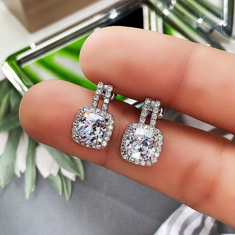 Pea Hot Cubic Zirconia Stud Earrings Untuk Wanita Berkualitas Tinggi Perak Disepuh Telinga Tindik Aksesoris Fashion Perhiasan Serbaguna