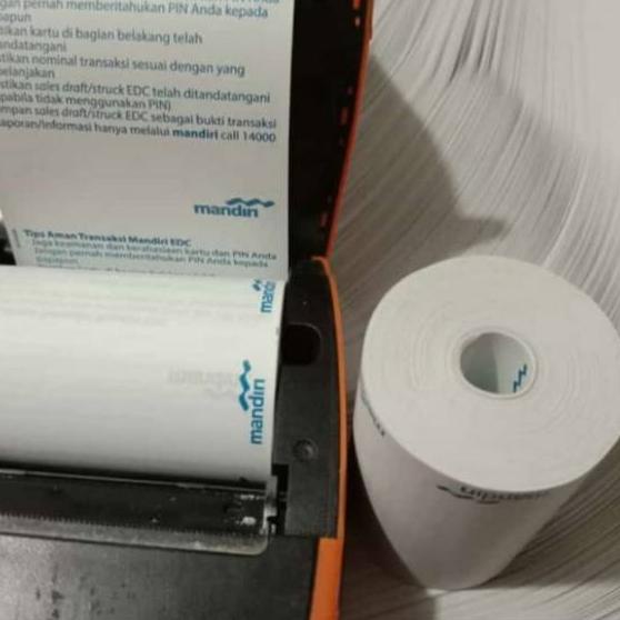 

Bisa COD Kertas thermal EDC 57x40mm logo bank mandiri full Paket 1Pack isi 10Pcs/Roll kertas 