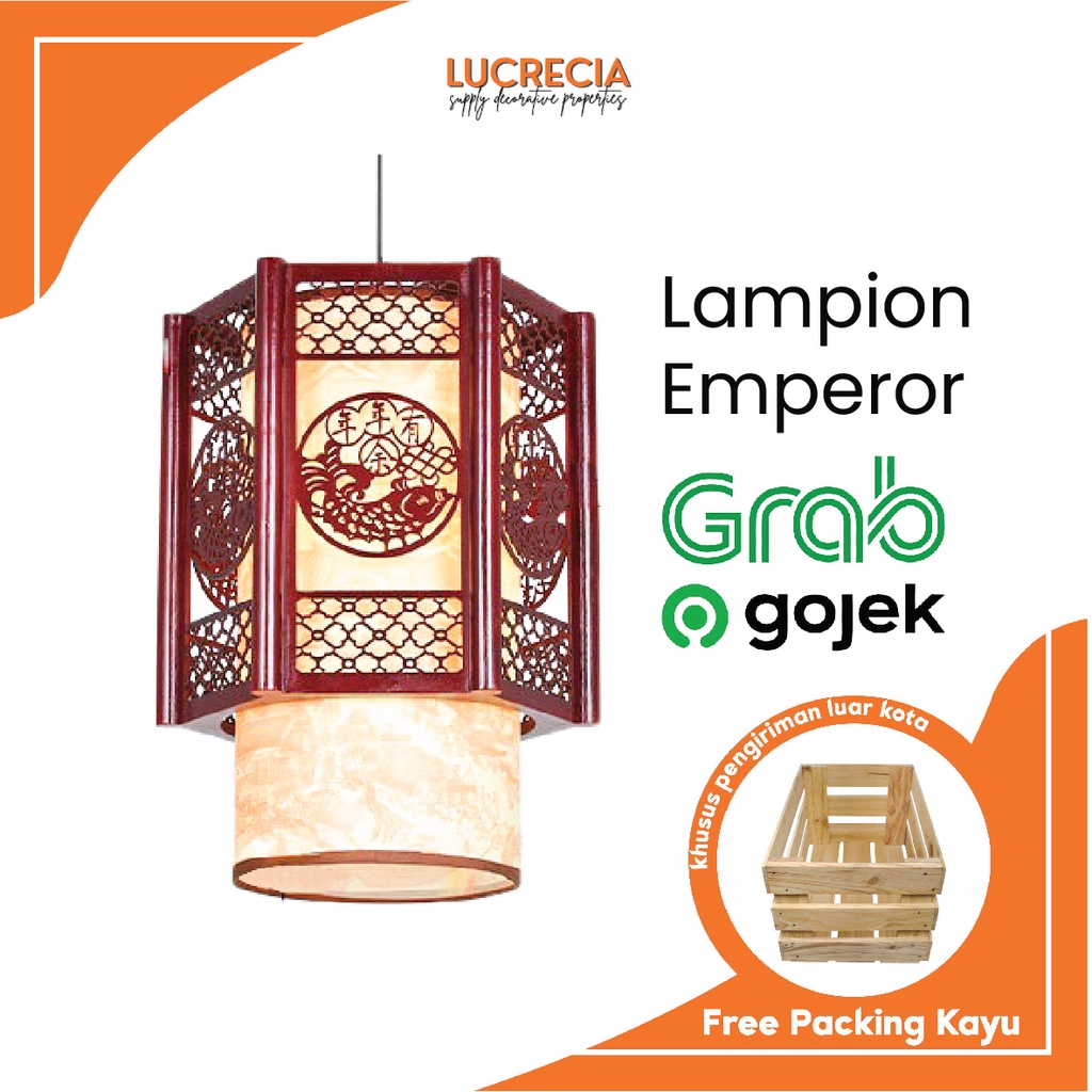 Jual LUCRECIA Lampu Gantung Kayu Lampion China Tipe Emperor Hiasan ...