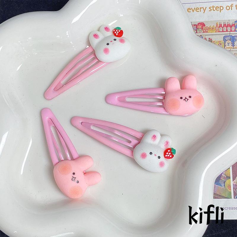[KD] Musim Dingin Kartun Sisi Poni Klip Hiasan Kepala Gadis Manis Lucu Strawberry Bunny Hairpin