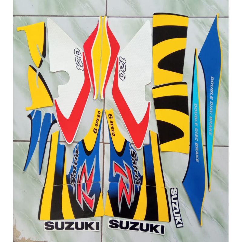 striping satria lumba kuning biru