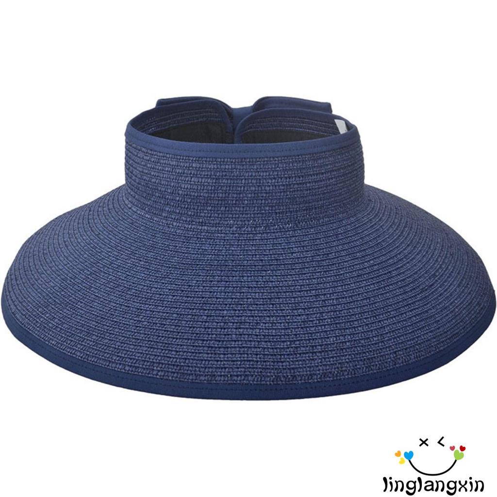 Llx-summer Wide Brim Pelindung Matahari Wanita Kosong Top Visor Hat Untuk Olahraga Outdoor Pantai