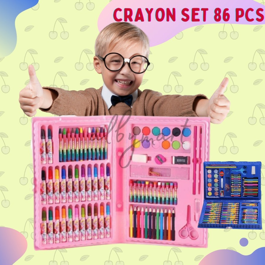 KRAYON Colouring Set 86 pcs Pensil Warna Crayon set Stationary Kado anak