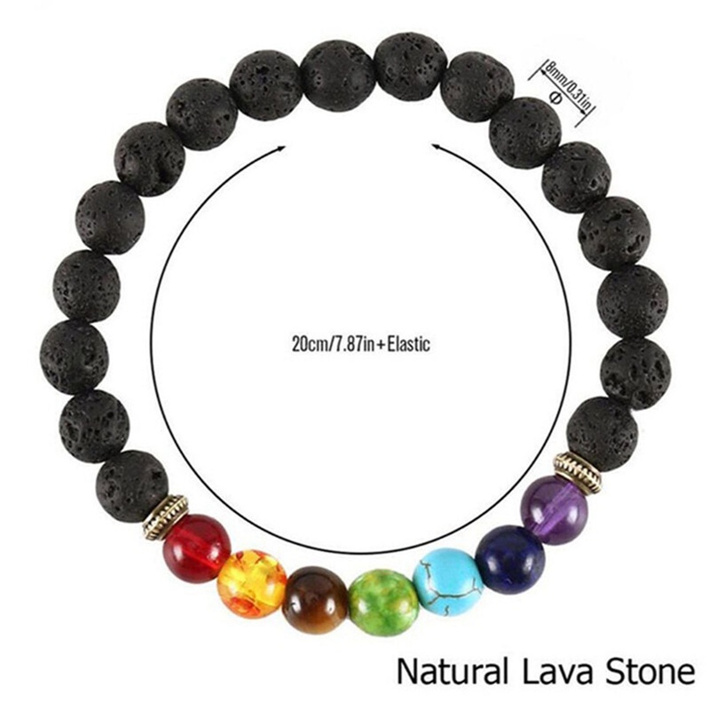 Buddha Bless Menurunkan Berat Badan Chakra Gelang Black Lava Healing Balance Beads Reiki Prayer Gelang Batu Alam Untuk Wanita