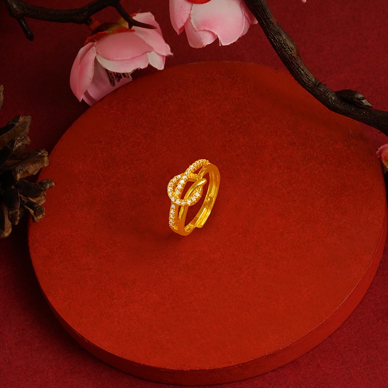 Goldkingdom Perhiasan Fashion Emas Asli Kadar 375Bangkok Aksesoris Ready Stock Gaya Kunci Cincin Wanita