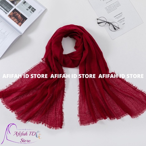 AFIFAH ID STORE Pashmina Crinkle Shawl Kerudung Phasmina Import 180x90 Cotton Premium Hijab Pasmina Crincle Jilbab Pashmina Krinkle Import