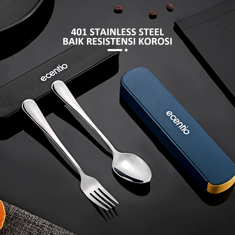 ecentio sendok makan stainless steel alat makan set sendok garpu pisau set alat makan perlengkapan makan