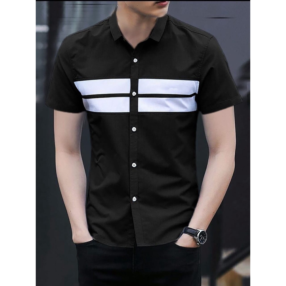 COD/KY/ Kemeja Pria  Rush Lengan Pendek Model Slim Fit Good Quliaty