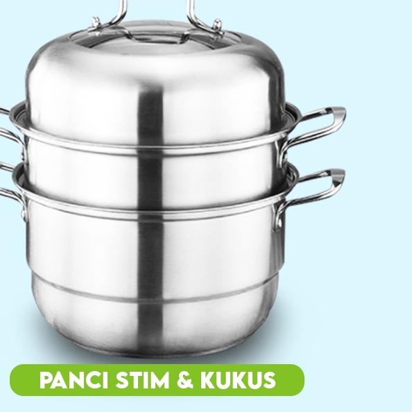 ✶ Panci Steamer Stainless Steel 3 Susun Panci Serbaguna Panci Kukus Steamer Tingkat Dimsum Kukusan ❅