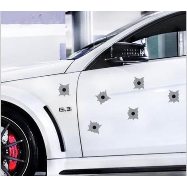 Stiker Mobil 3D Bekas lubang tembakan peluru Sticker aksesoris eksterior mobil otomotif Variasi unik