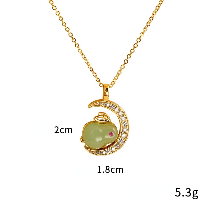 Goldkingdom Perhiasan Fashion Emas Asli Kadar 375Bangkok Aksesoris Ready Stock Cute Cute Rabbit Kalung Manis Gaya Wanita Permata Berlapis Emas Kepribadian Liontin