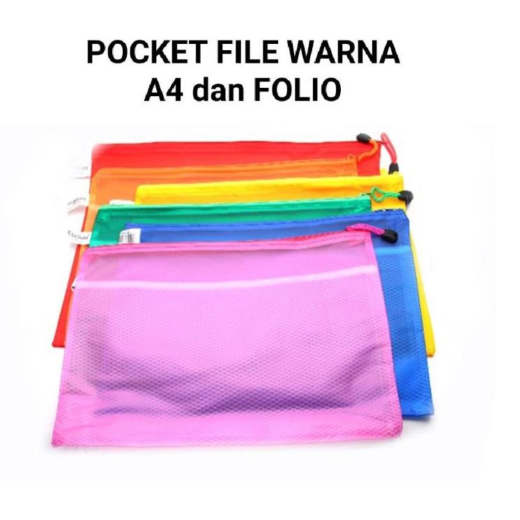 

N27 Map Plastik Pocket File Zipper Ukuran Folio dan A4 WARNA / Eselon TOP PRODUCT ㅁ