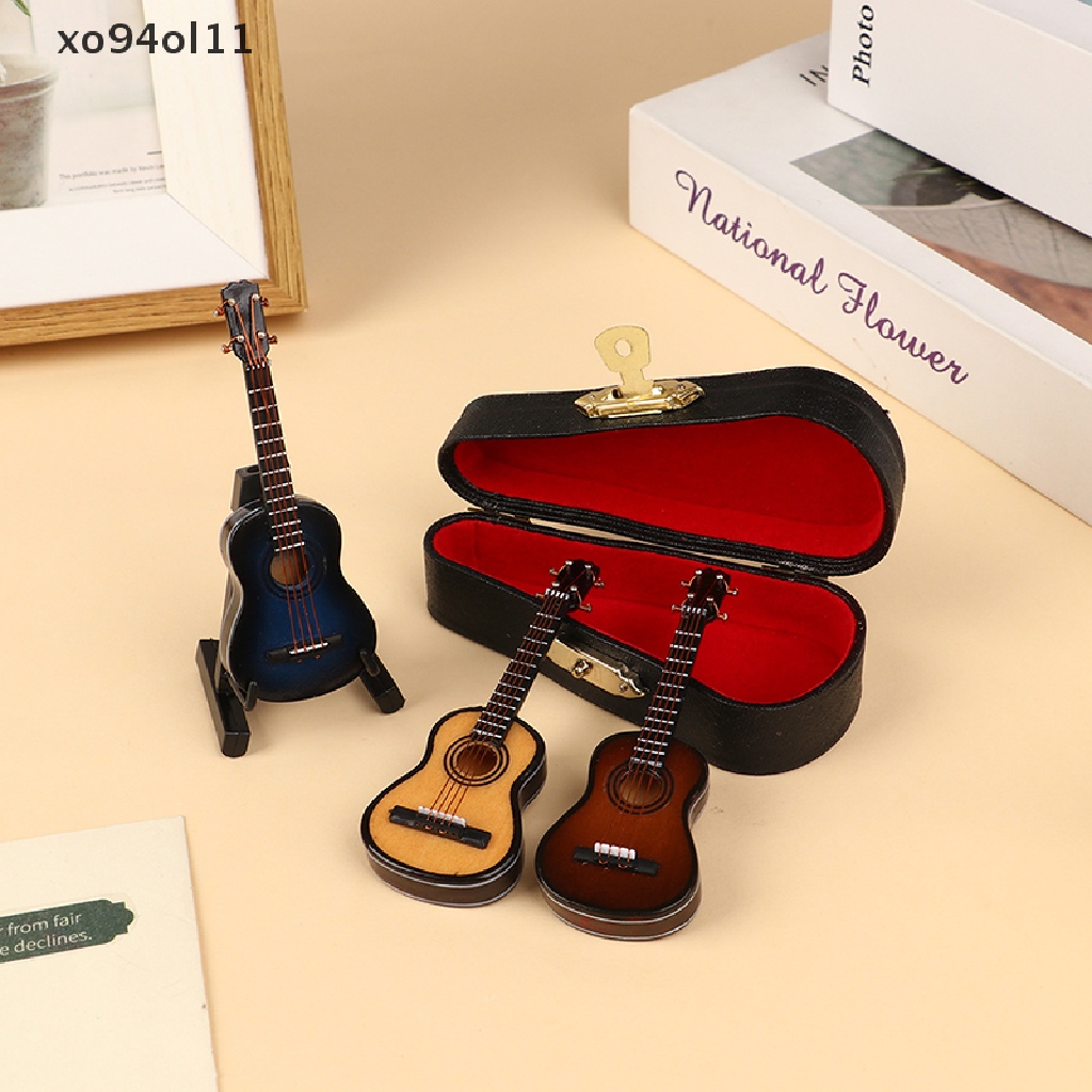 Replika Model Gitar Mini XO Miniatur Model Gitar Dengan Stand Dan Case Mini OL