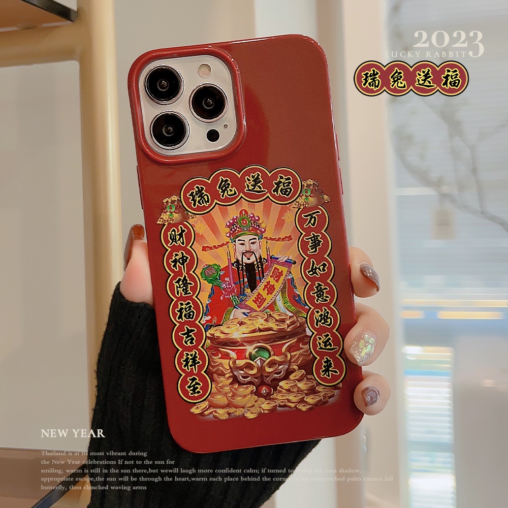 IPHONE 2023new God Of Wealth Claret Soft Case Untuk Iphone14 11 12 13 X XS XR PRO MAX Casing Cover Pelindung At008