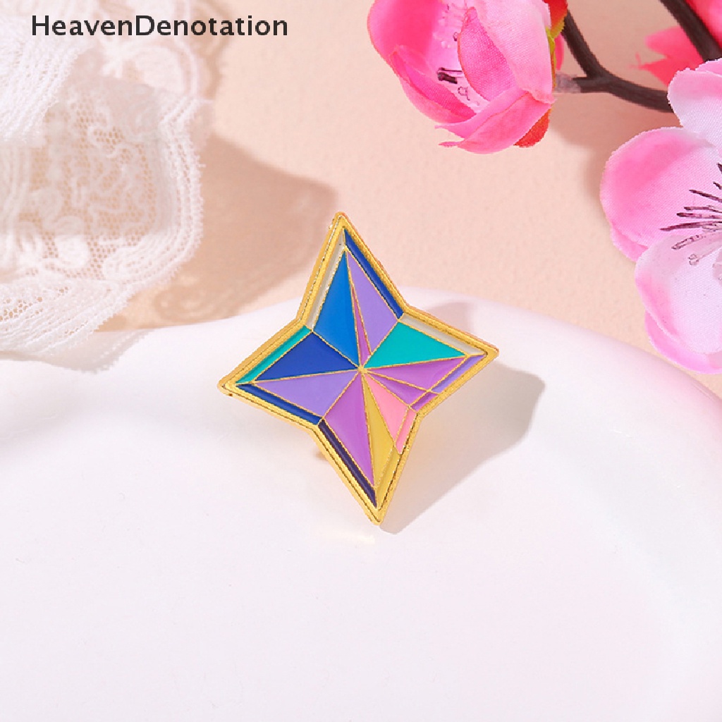 [HeavenDenotation] 1pc Warna Belah Ketupat Logam Cat Lencana Bros Primogems Enamel Pin Perhiasan Permainan HDV