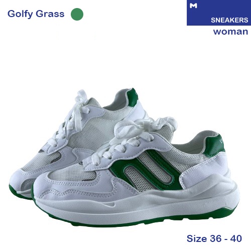 Sneakers GOLFY GRASS Sepatu Wanita tinggi Terbaru Harga Murah Import Diskon Hijau putih White Golf Green murah