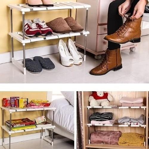 Rak Dapur Sepatu Panci Portable Serbaguna Lemari 2 Susun Wastafel
