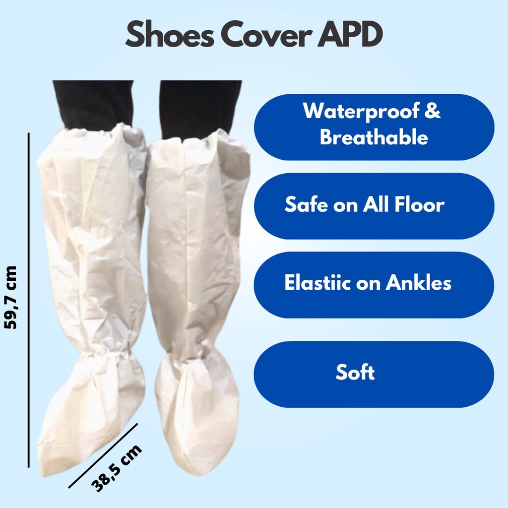 Pelindung Sepatu APD NonWoven/Disposable Shoes Cover Tinggi Panjang [F-APD]