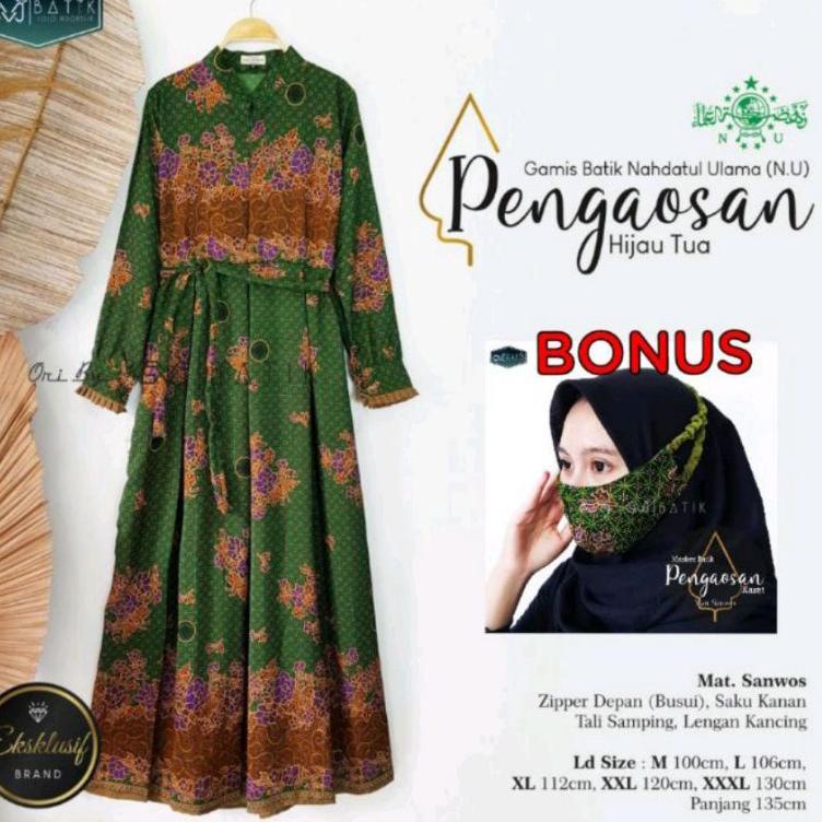 HARGA BERSAHABAT GAMIS BATIK MUSLIMAT NU ORIGINAL SVJ TERBAIK FREE MASKER