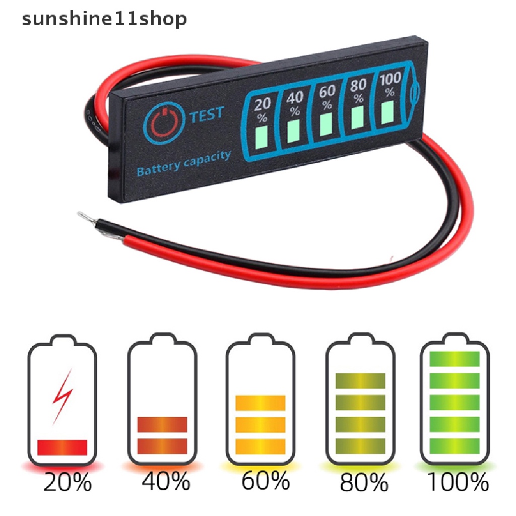 Sho 12V24 Lead Acid Indicator Tester LCD Display Meter Modul Pengukur Tegangan Kapasitas N