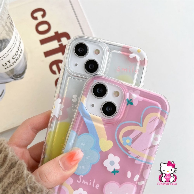 Untuk Redmi Note10 8 9 11s 10s 11 Note10 Redmi 9T 10 9C NFC 10C 9 12C 9A A1 10A Note10s Note9 Note11 POCO F4 Ins Korea Bunga Segar Awan Cinta Hati Smile Lembut Airbag Case