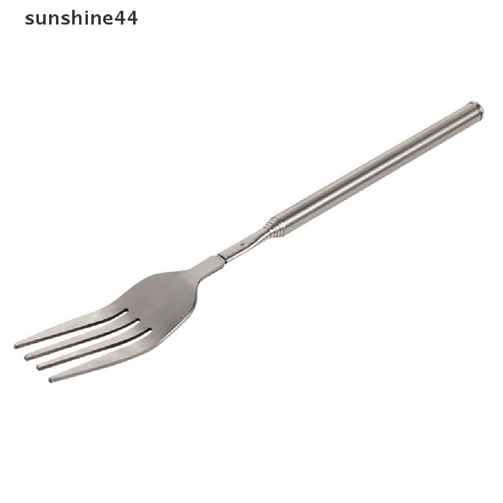 Sunshine Retro Garpu BBQ Teleskopik Extendable Dinner Dessert Gagang Panjang Fork Tableware ID