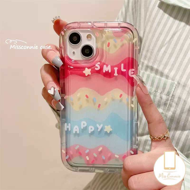 IPHONE Kreatif Pelangi Warna-Warni Ponsel Cover Kompatibel Untuk Iphone11 12 13 14 Pro Max XR 7 8 6s 6 Plus X XS Max SE 2020 Ins Permen Warna Soft Tpu Bening Shockproof Airbag Case