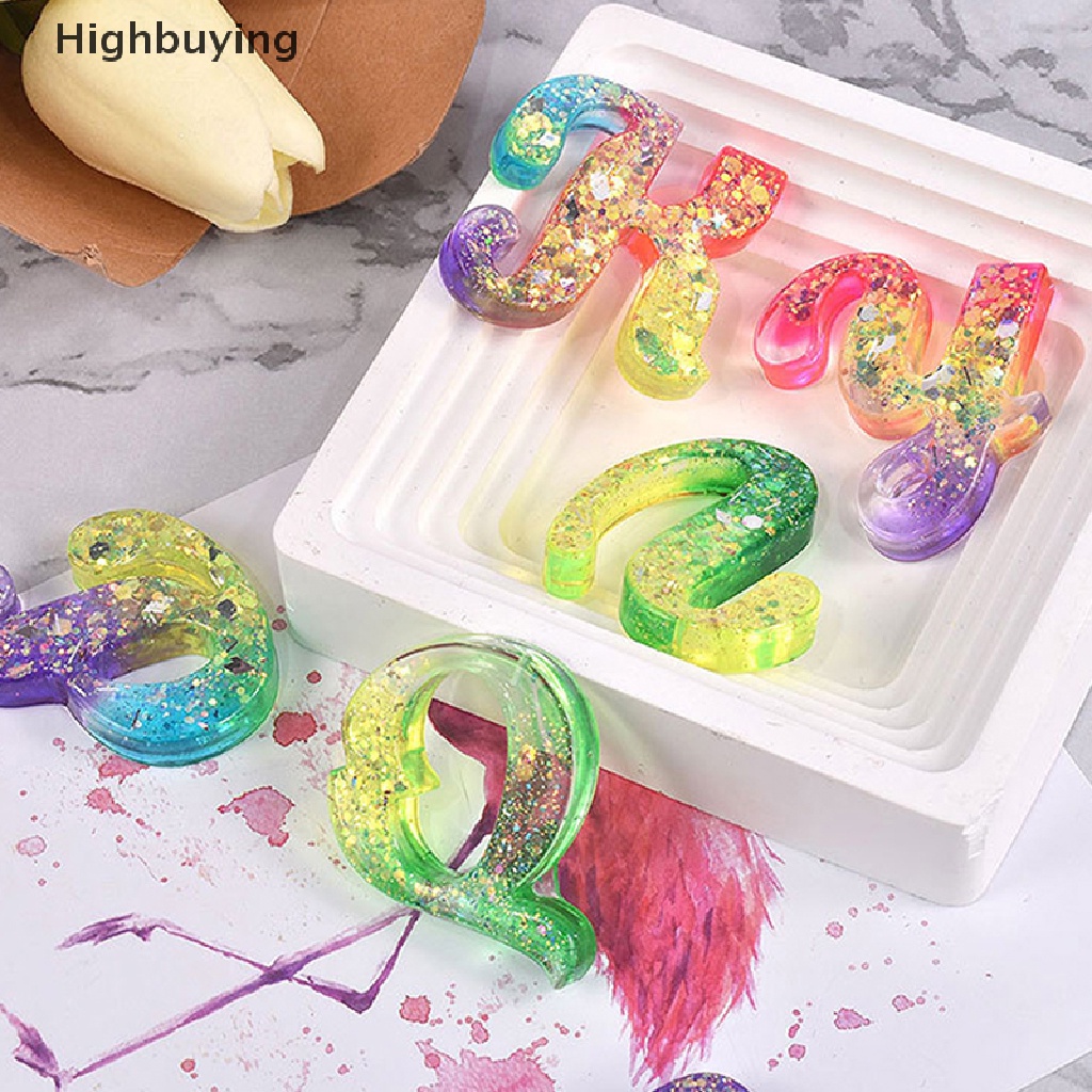 Hbid Cetakan Resin Alfabet Cetakan Silikon Silicone Sign Alphabet Epoxy Casg Mold DIY Letter &amp; Ornament Resin Keychain Molds Glory