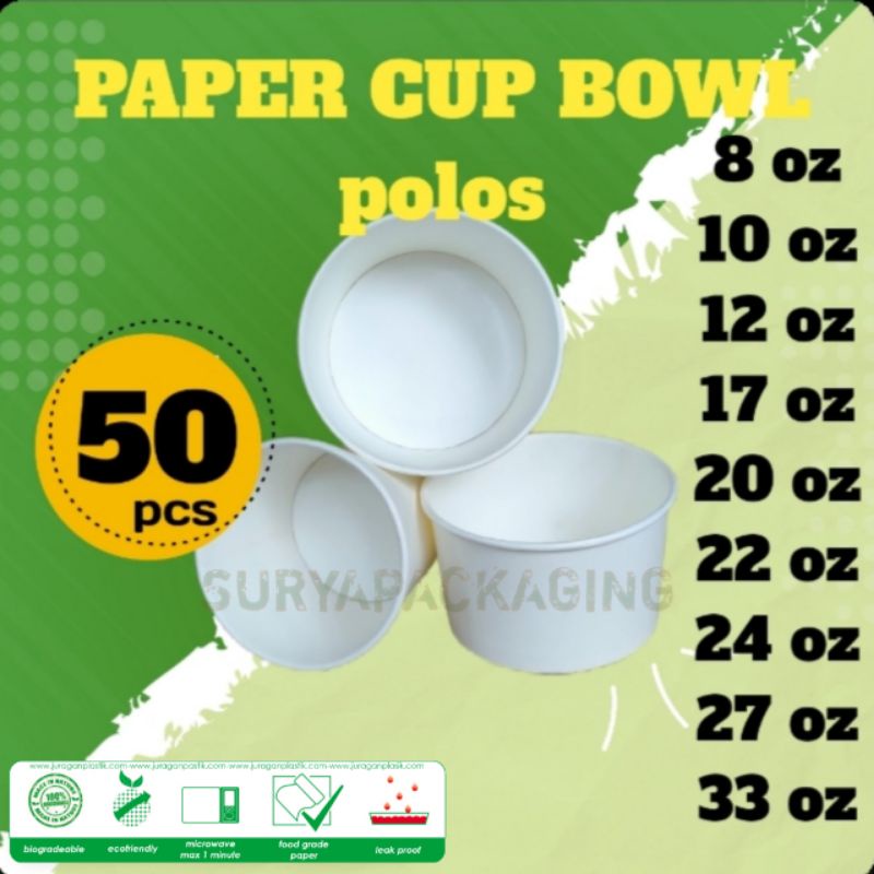 Jual Paper Bowl Polos 50pcs | Shopee Indonesia