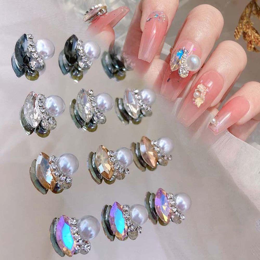 Agustina Kuku Berlian Imitasi Fashion Pesona Kuku Mewah Manikur Aksesoris 3D Nail Drills