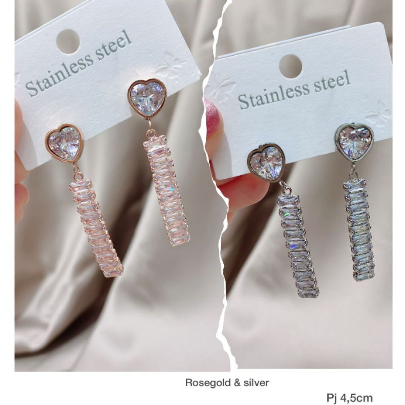 Anting Titanium Asli kilau mirip emas asli Premium Quality Anti Karat Anti Alergi Earling Branded Band Stainless Steel Ori A7