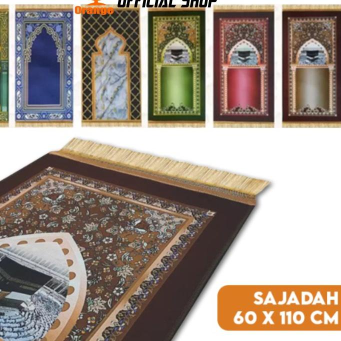 ◙ Orange Official Shop Sajadah Ukuran Medium 60x110 cm Bahan Tebal Peralatan Sholat ✭