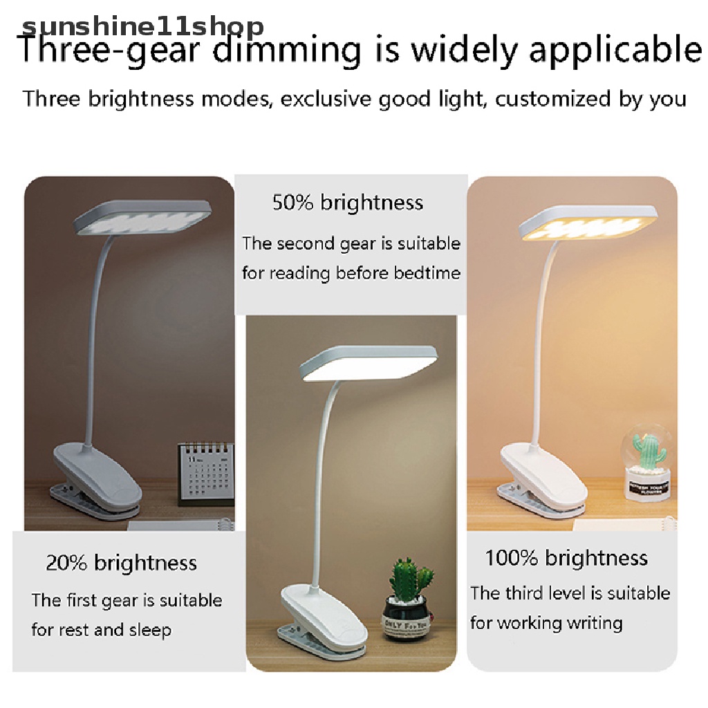 Sho Lampu Meja Dengan Klip Peredupan Stepless Led Lamp Rechargeable Bedside Night Light N