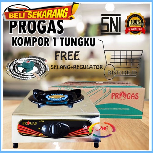 PAKET Kompor Gas 1 Tungku SNI  - KOMPOR GAS STAINLESS + SELANG REGULATOR MANTAP