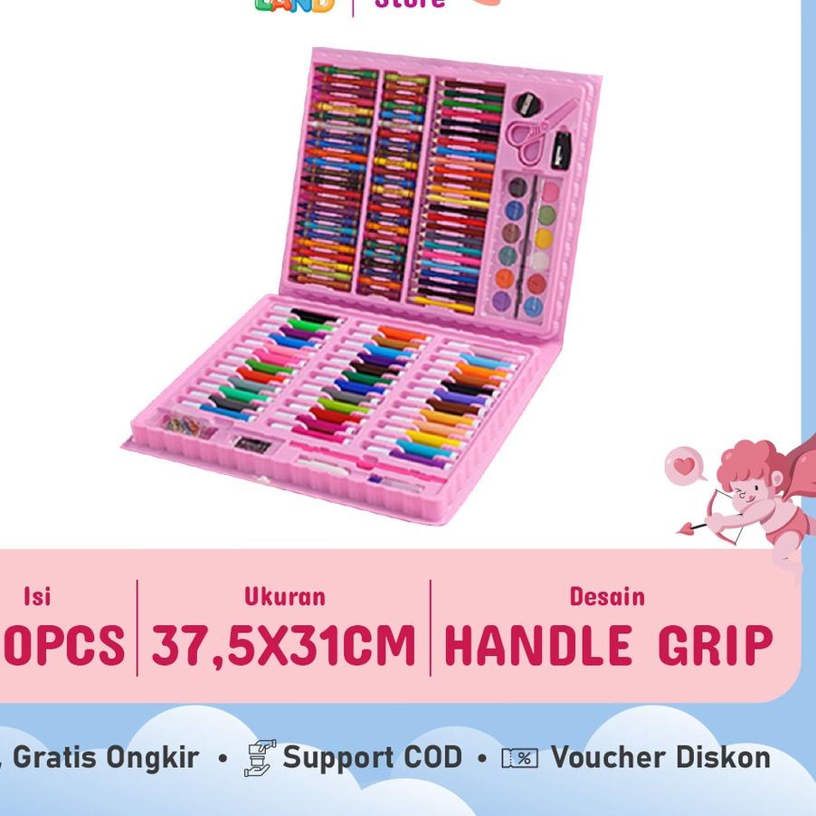 

ANA572 Krayon Anak Set Koper 150 in 1 Crayon Full Alat Melukis Mewarnai Set KIDS LAND ||