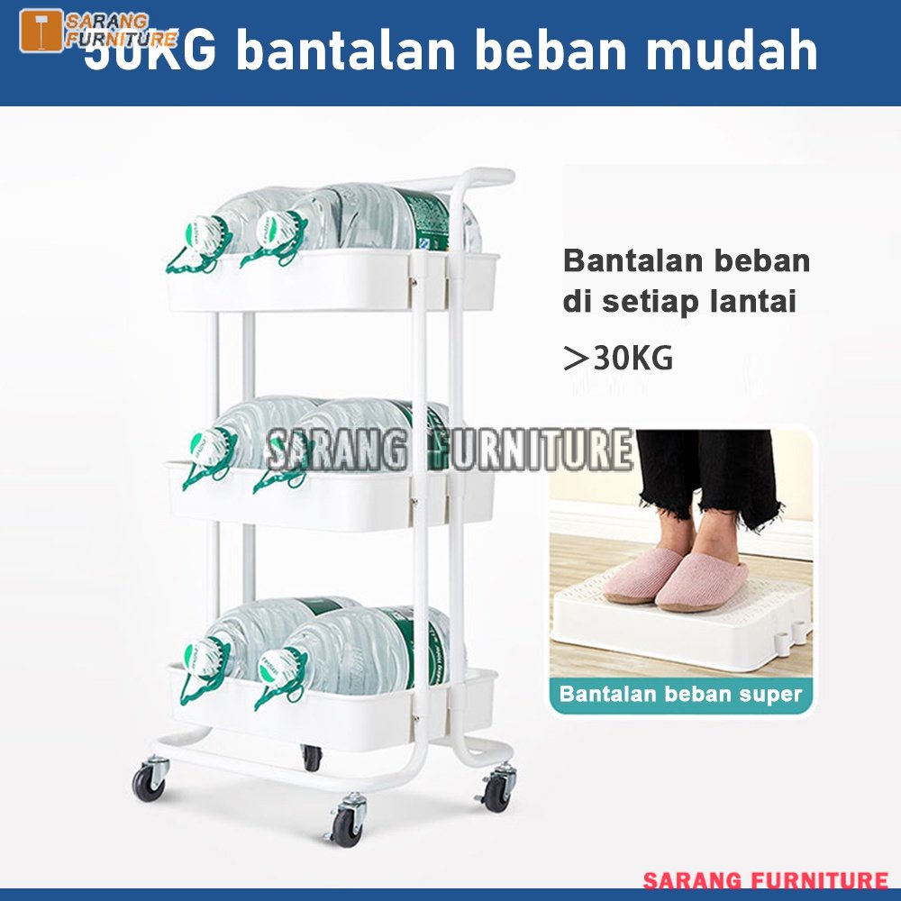 Rak kamar mandi rak susun Rak dapur square rak troli  4 tingkat dengan roda rak kamar mandi rak susun serbaguna rak minimalis