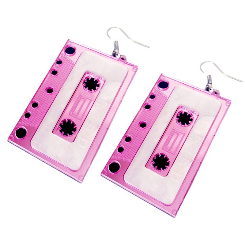 [AYBx] Baju Kaos Distro Pria Wanita Lengan Pendek Kaset Kepribadian Tape Menjuntai Anting Bahan Akrilik Punk Anting Lucu Untuk Wanita