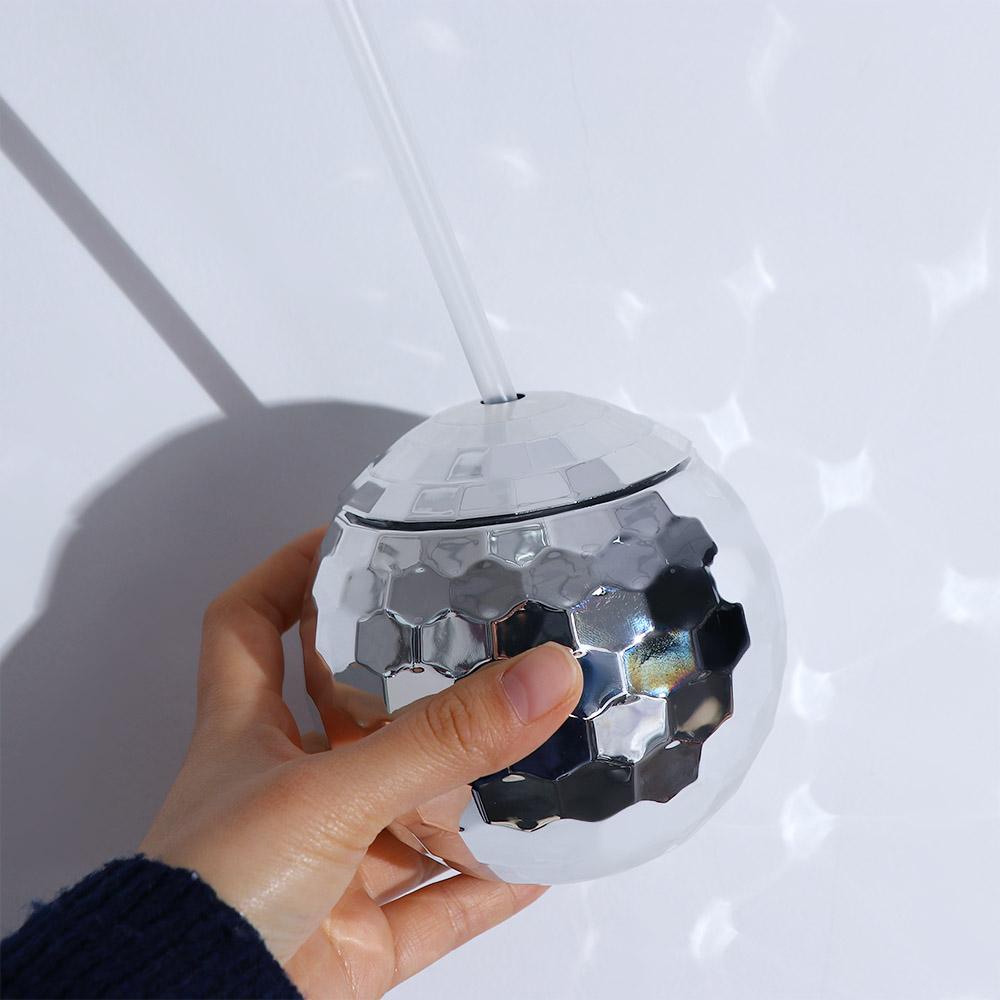 [Elegan] Gelas Minum Disco Ball Cup Dengan Senter Sparkly Sedotan Gelas Wine