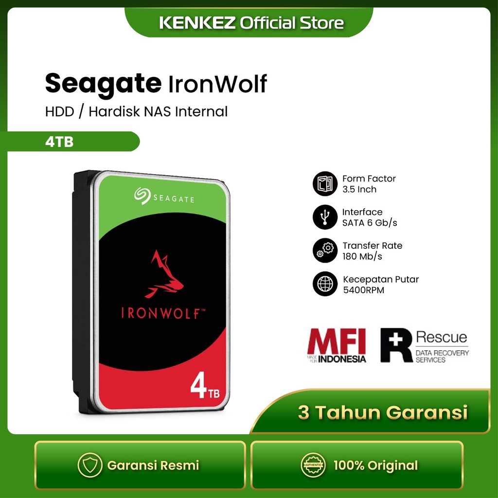 Seagate Ironwolf Hardisk Internal NAS 4TB SATA